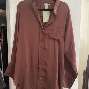 NWT Oversized brown dress shirt